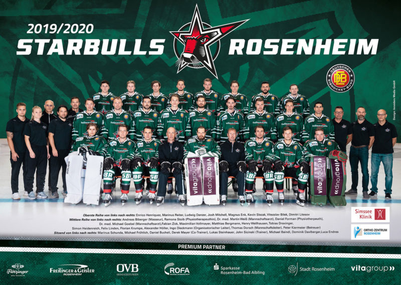 Offizielles Plakat mit Gruppenfoto der Starbulls Rosenheim